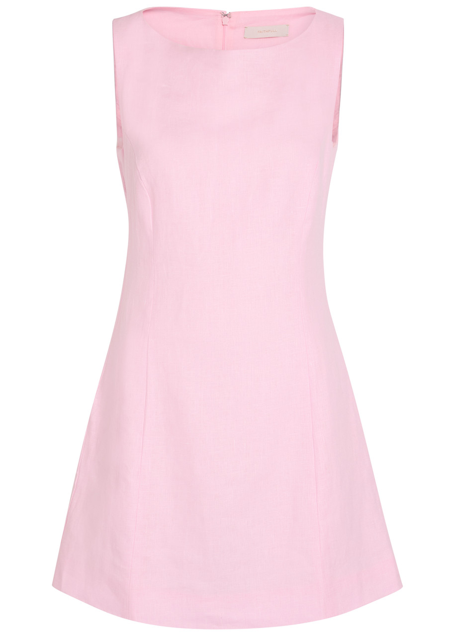Faithfull The Brand Lydie Linen Mini Dress - Pink - M M