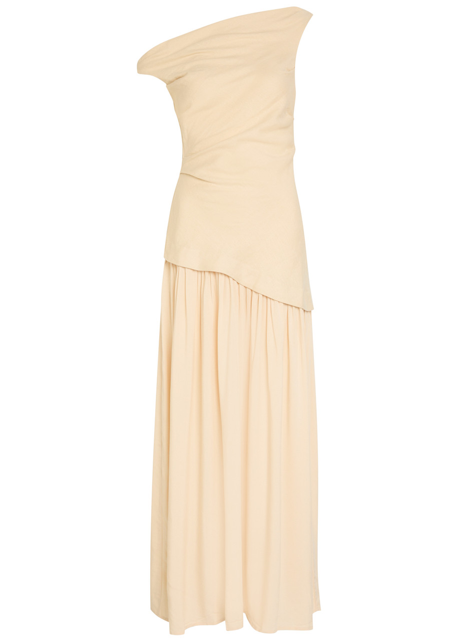 Faithfull The Brand Roma Off-the-shoulder Linen Maxi Dress - Beige - L L