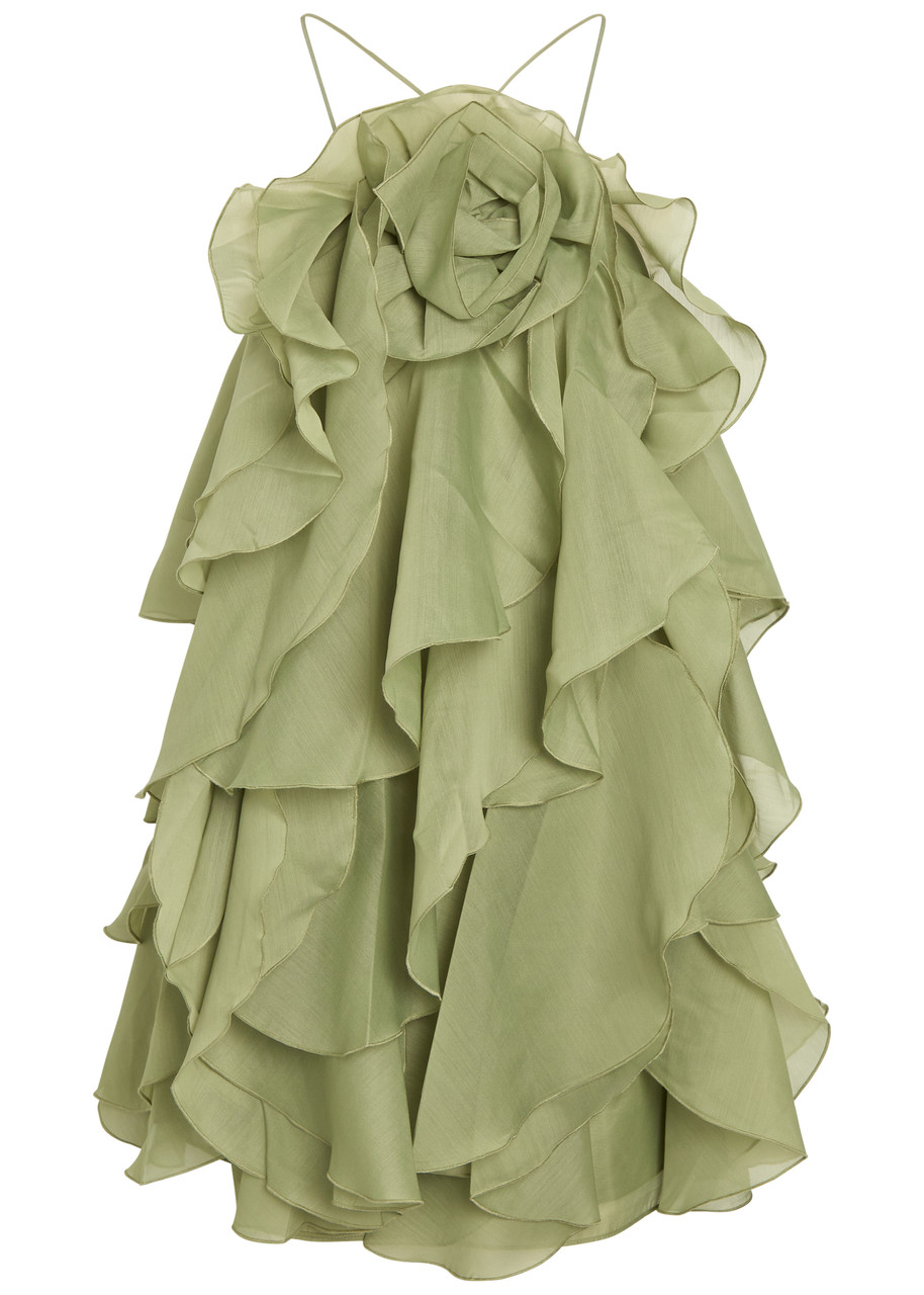 Aje Pandorea Ruffled Chiffon Mini Dress - Green - X