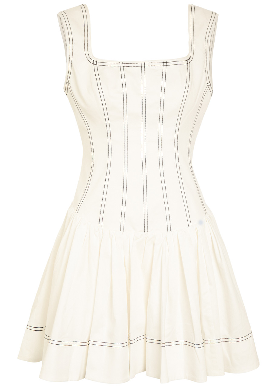 Aje Contrasting Cotton Mini Dress - Ivory - L