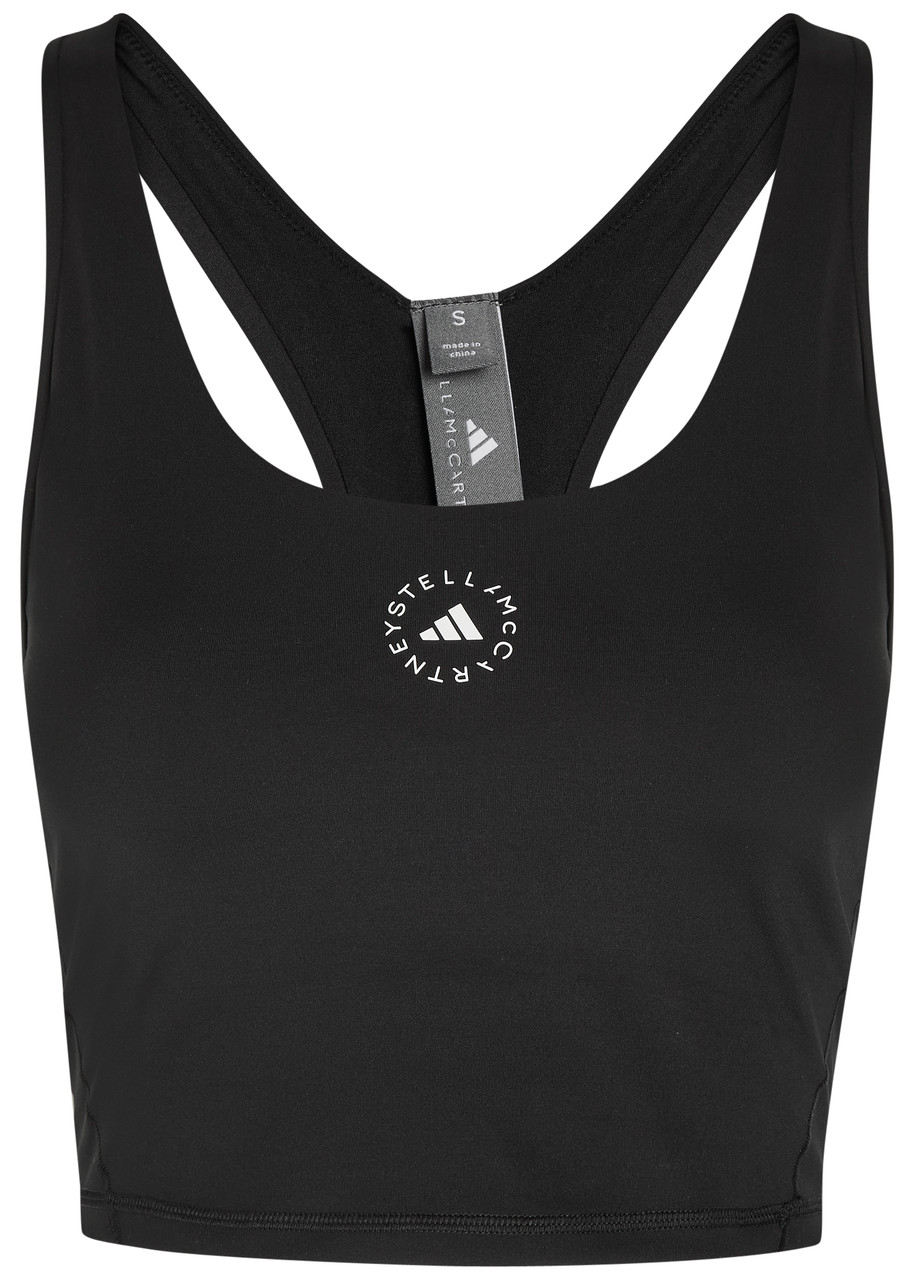 Adidas X Stella Mccartney Logo-print Stretch-jersey Running Crop top - Black - S - S