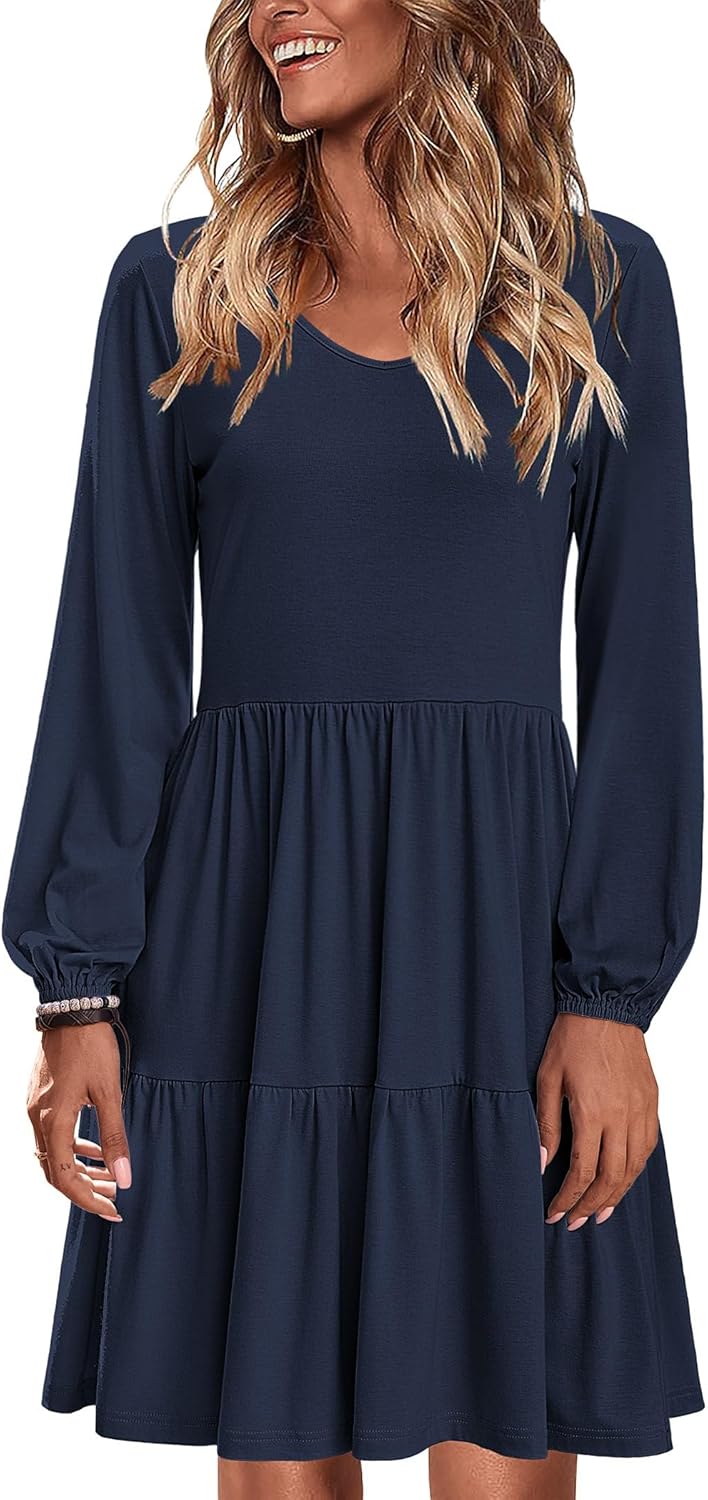 Zeagoo Women's Long-Sleeve V-Neck Winter Dress