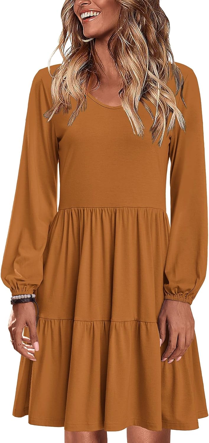 Zeagoo Women's Long-Sleeve V-Neck Winter Dress