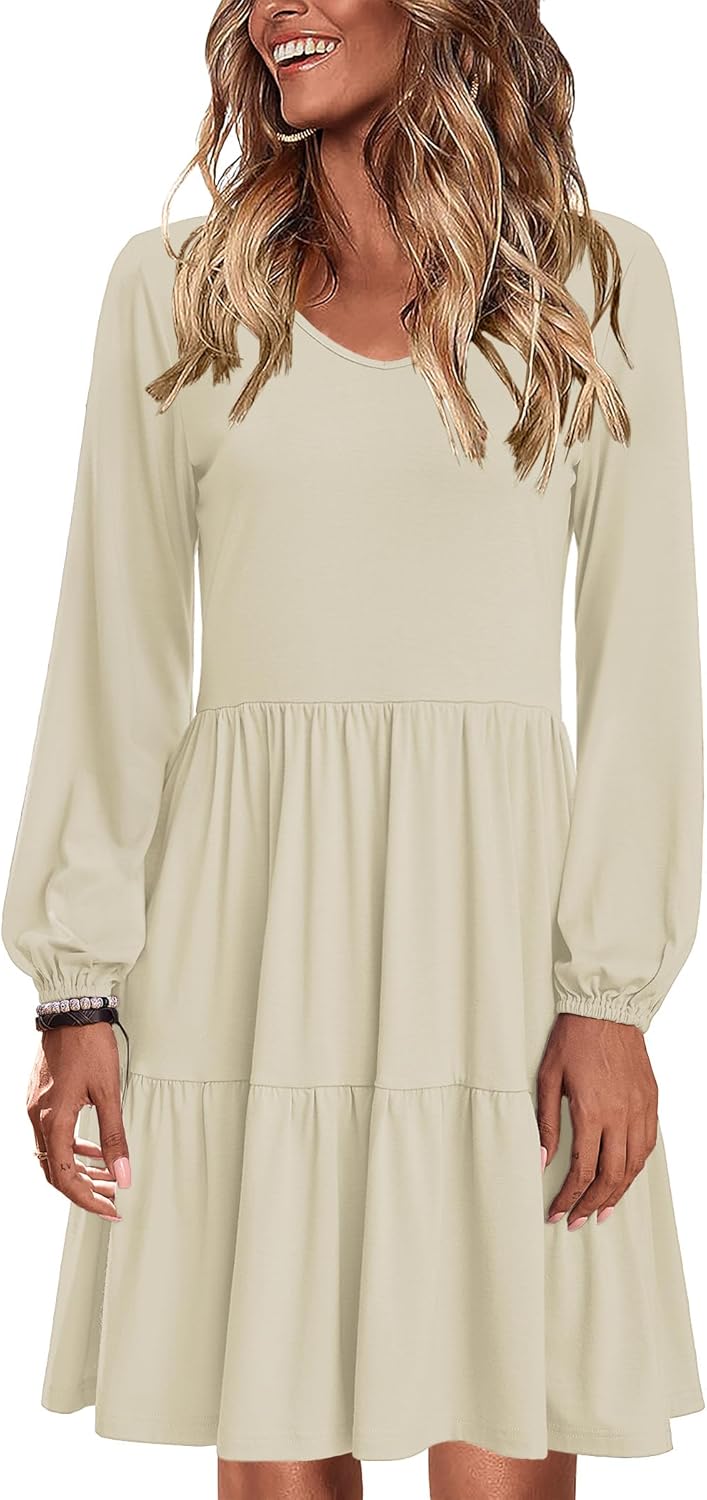 Zeagoo Women's Long-Sleeve V-Neck Winter Dress