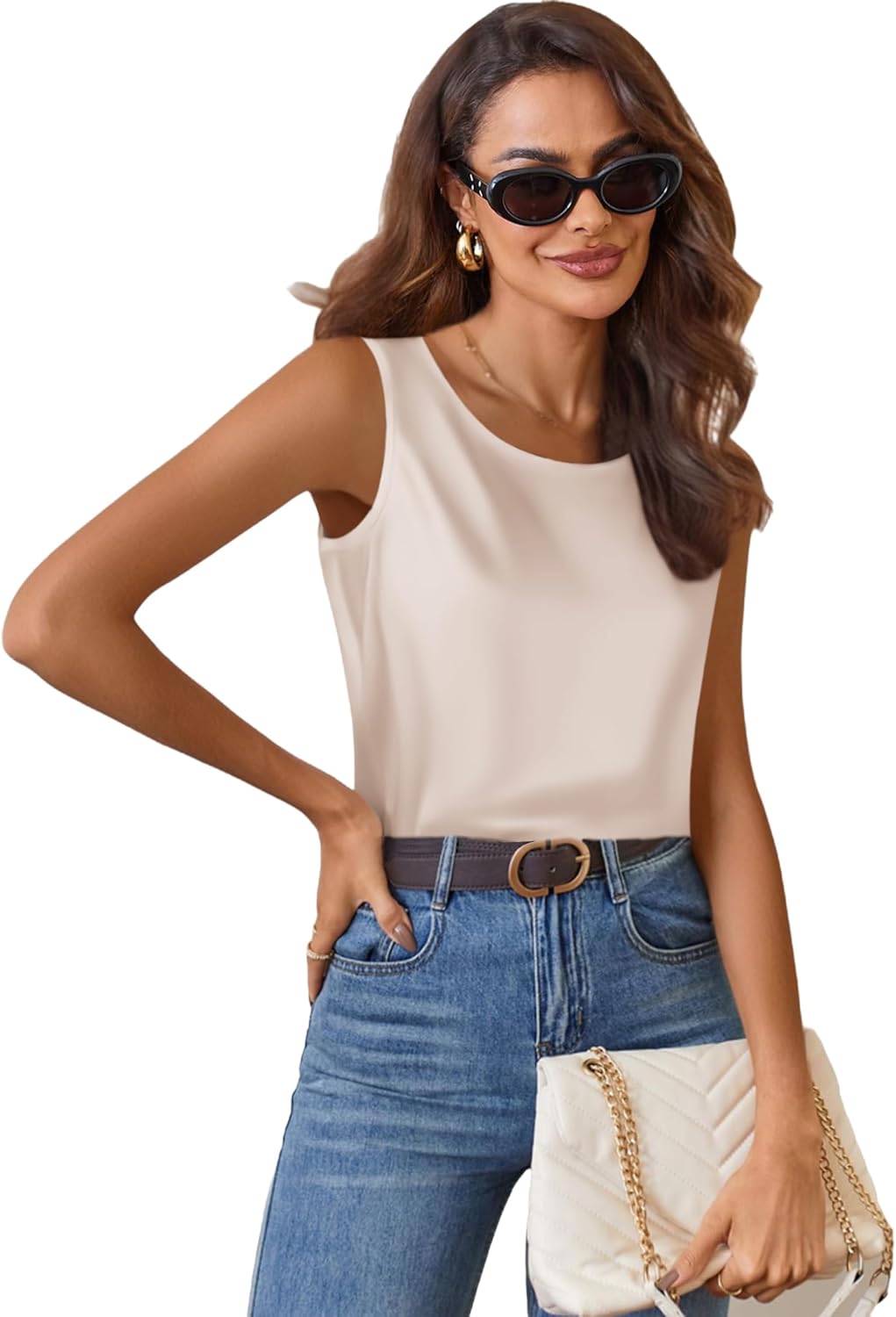 Zeagoo Satin Top Women's Elegant Silk Top Basic Blouse