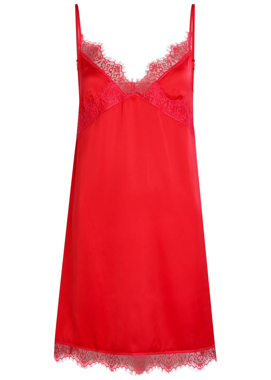 Simone PRLE Satin Secrets Lace-trim Satin Mini Night Dress - Pink - M