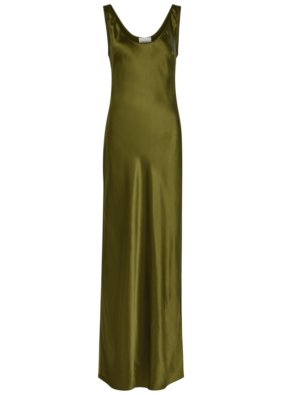 Reformation Pamela Silk Maxi Slip Dress - Green - S