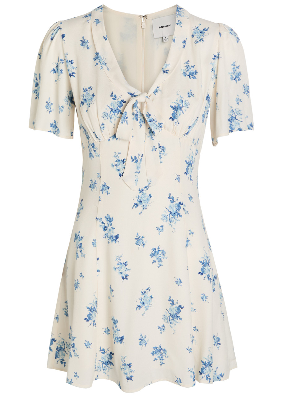 Reformation Tyra Floral-print Crepe Mini Dress - White - X