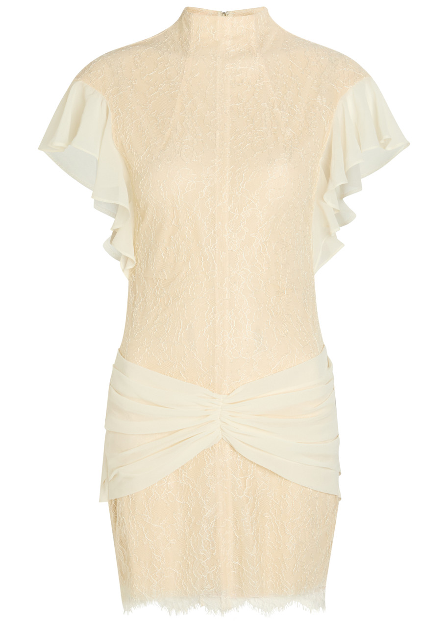 DE LA Vali Noor Ruffled Lace Mini Dress - Ivory -