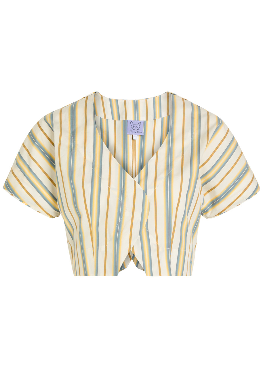 Thierry Colson Bianca Striped Cotton-poplin Blouse - Yellow - S - S
