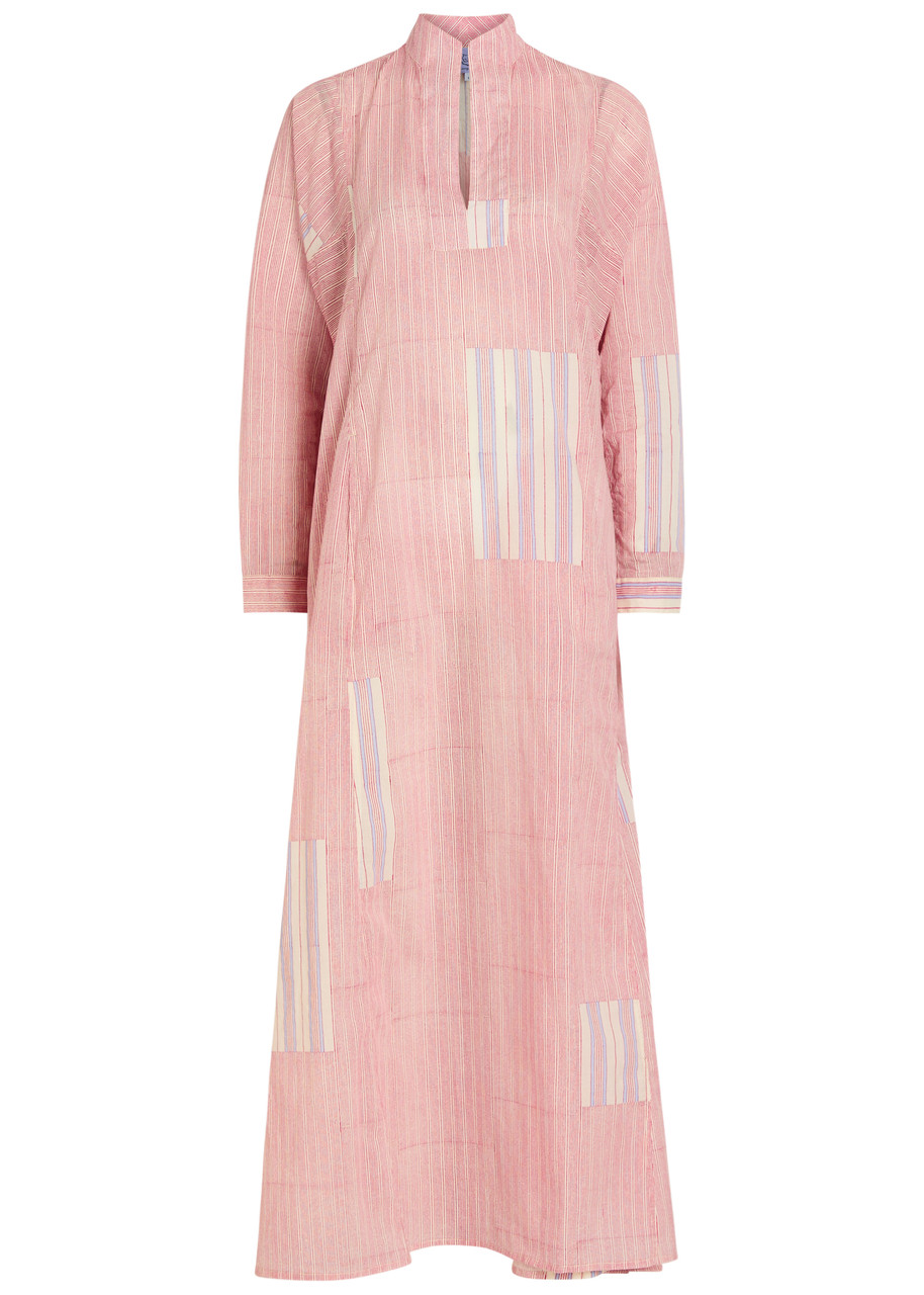 Thierry Colson Parvati Striped Cotton Maxi Dress - Red - M M