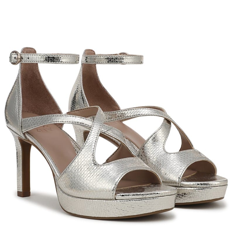 Naturalizer Women's Alicia Ankle Strap Dress Shoe Sandals Silver - Size .