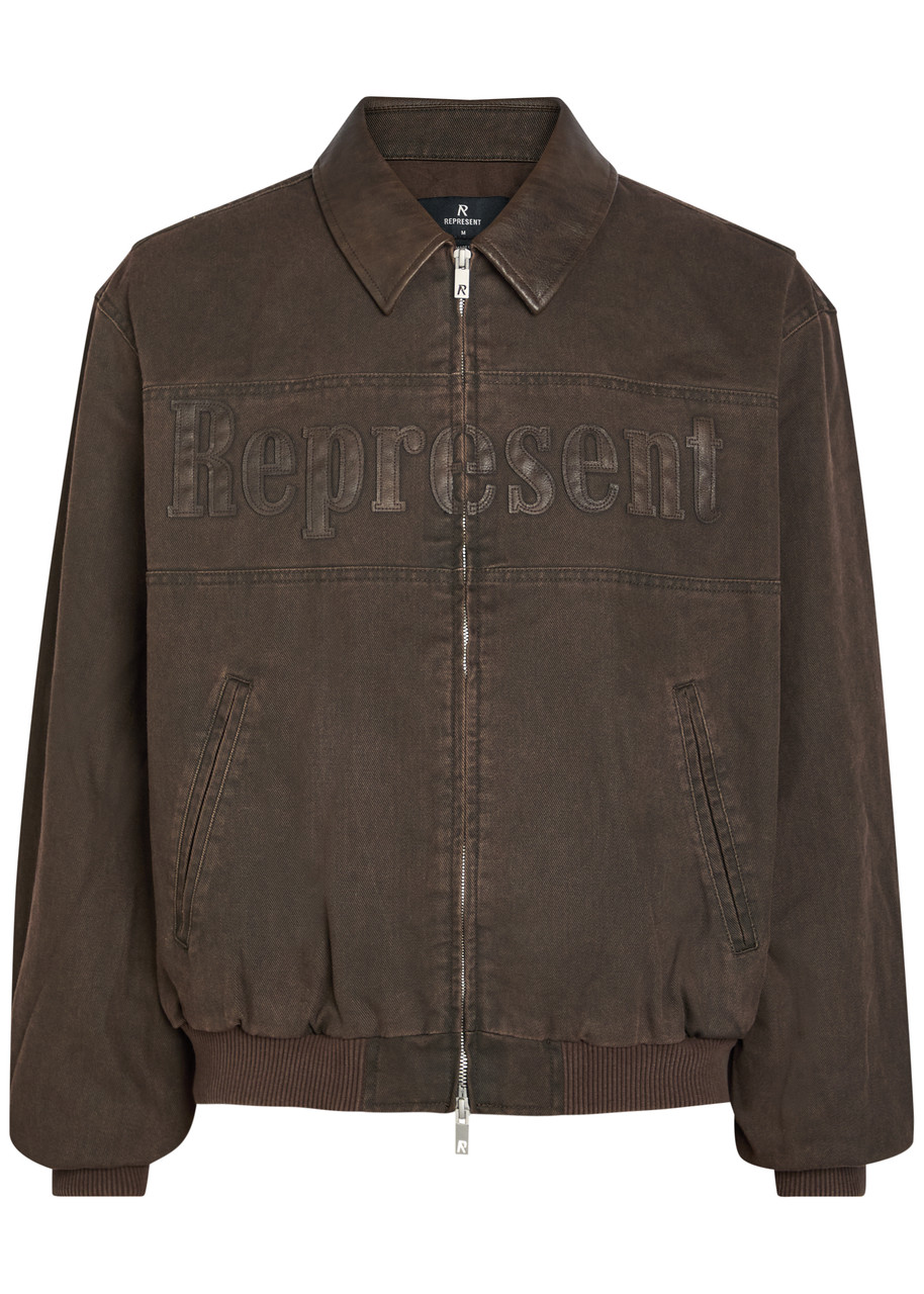 Represent Roscoe Logo-appliqud Cotton-twill Bomber Jacket - Brown
