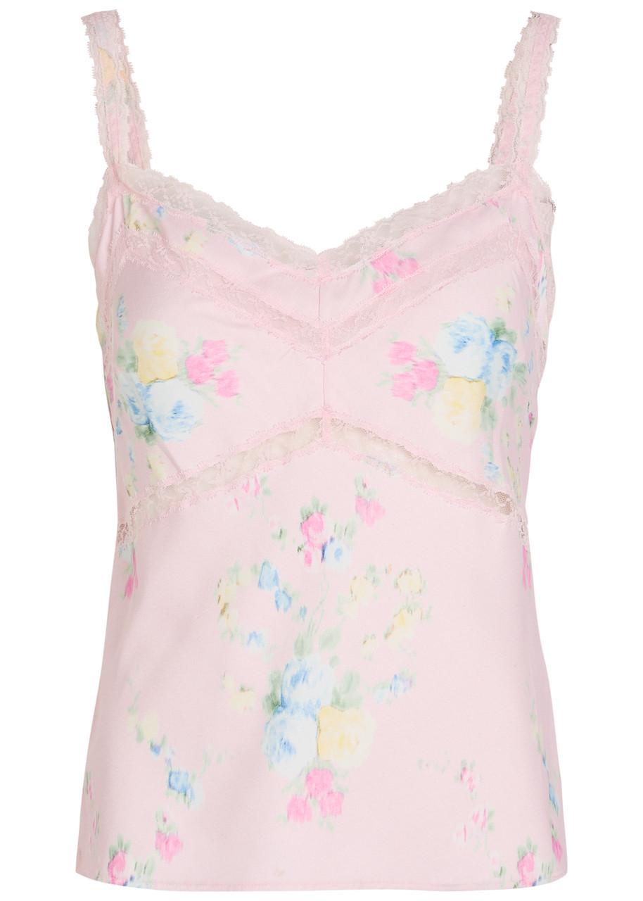 Loveshackfancy Lirena Floral-print Satin Cami top - Pink - L L