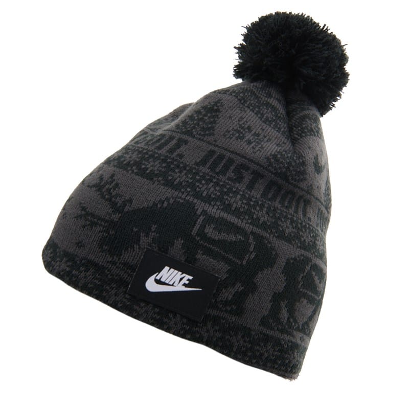 Nike Kids' Fair Isle Peak Beanie Hat And Glove Set Shoes Black - Size . OT