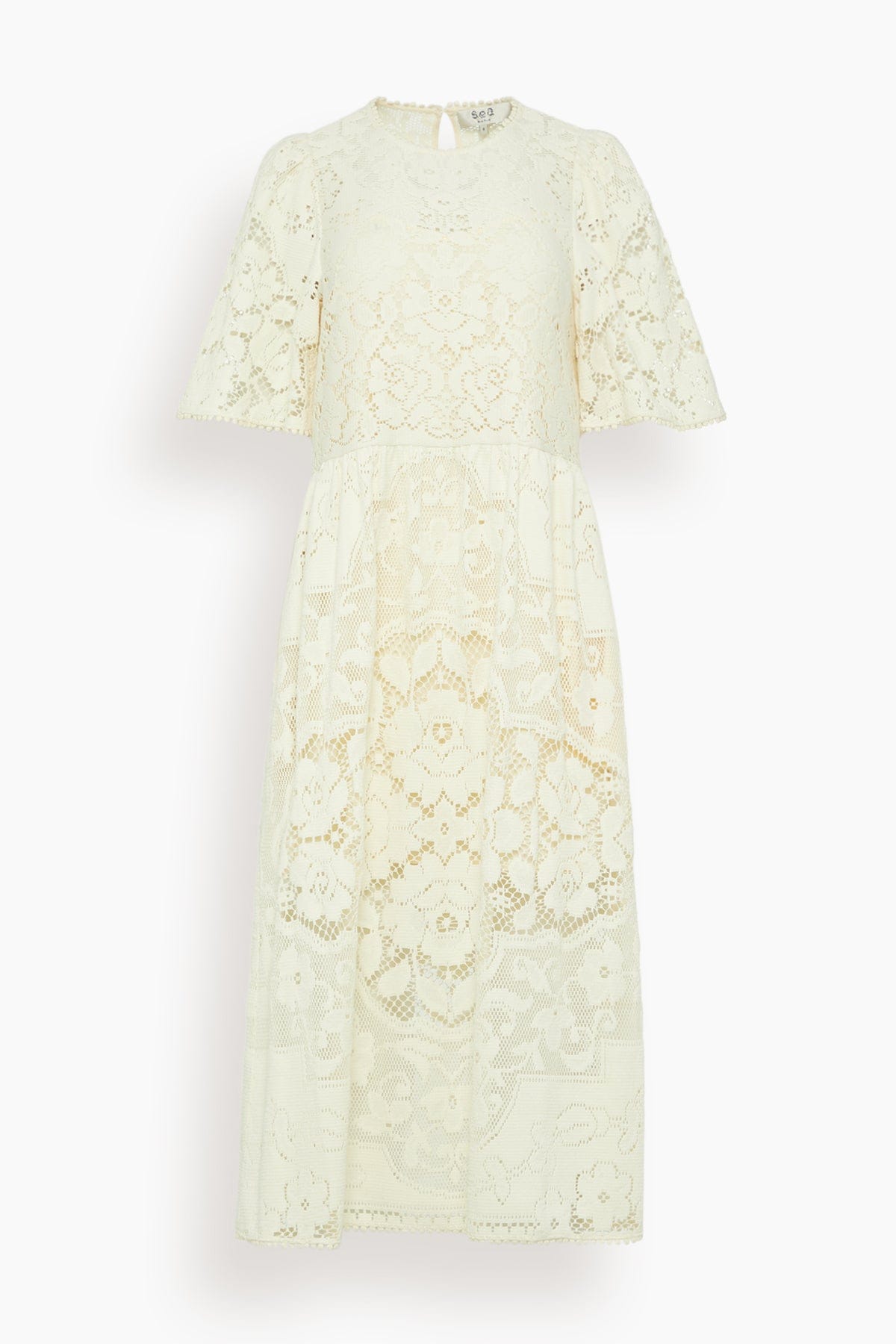 Arianna Lace Short Sleeve Midi Dress