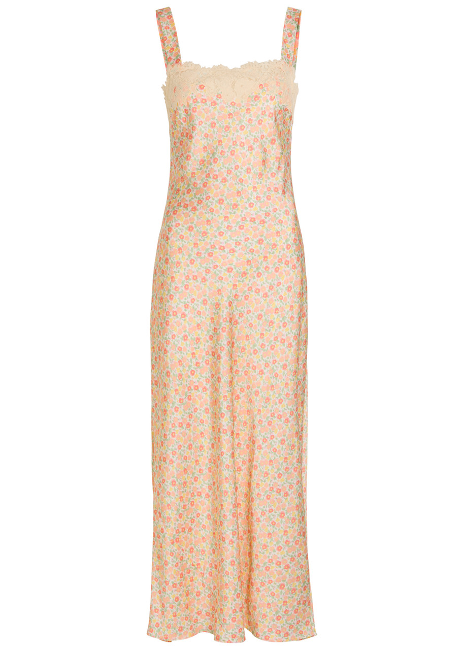 Rixo Rosamarie Floral-print Satin Midi Dress - Multicoloured - M