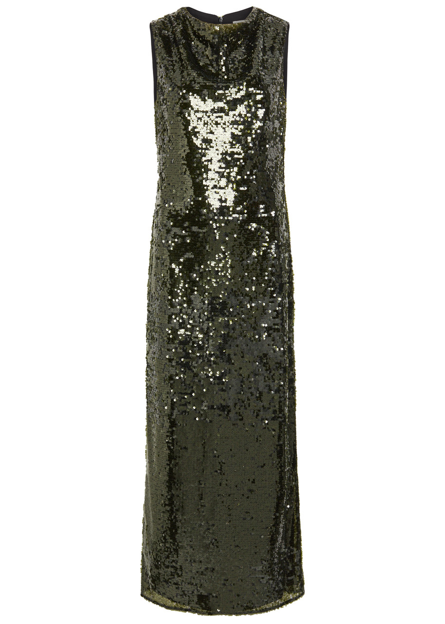 Shona Joy Olympia Sequin-embellished Tulle Maxi Dress - Green - S