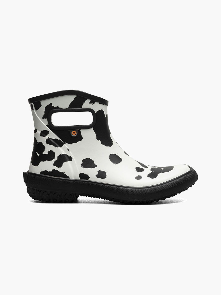 Bogs Boots Patch Ankle Cow Women's Garden Boots Black wWhite Size
