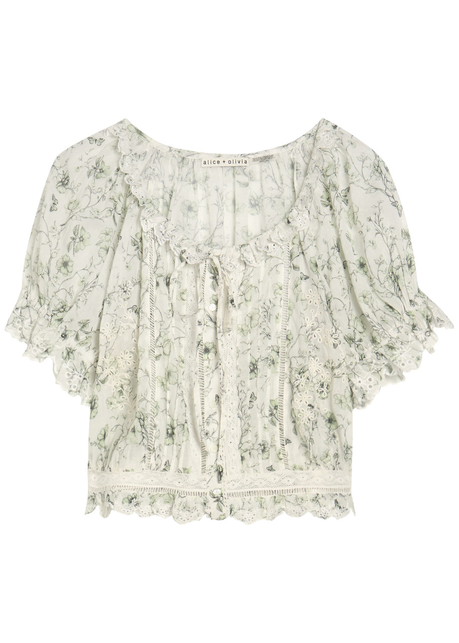 Alice + Olivia Mclaine Floral-print Cotton Blouse - Multicoloured - L L
