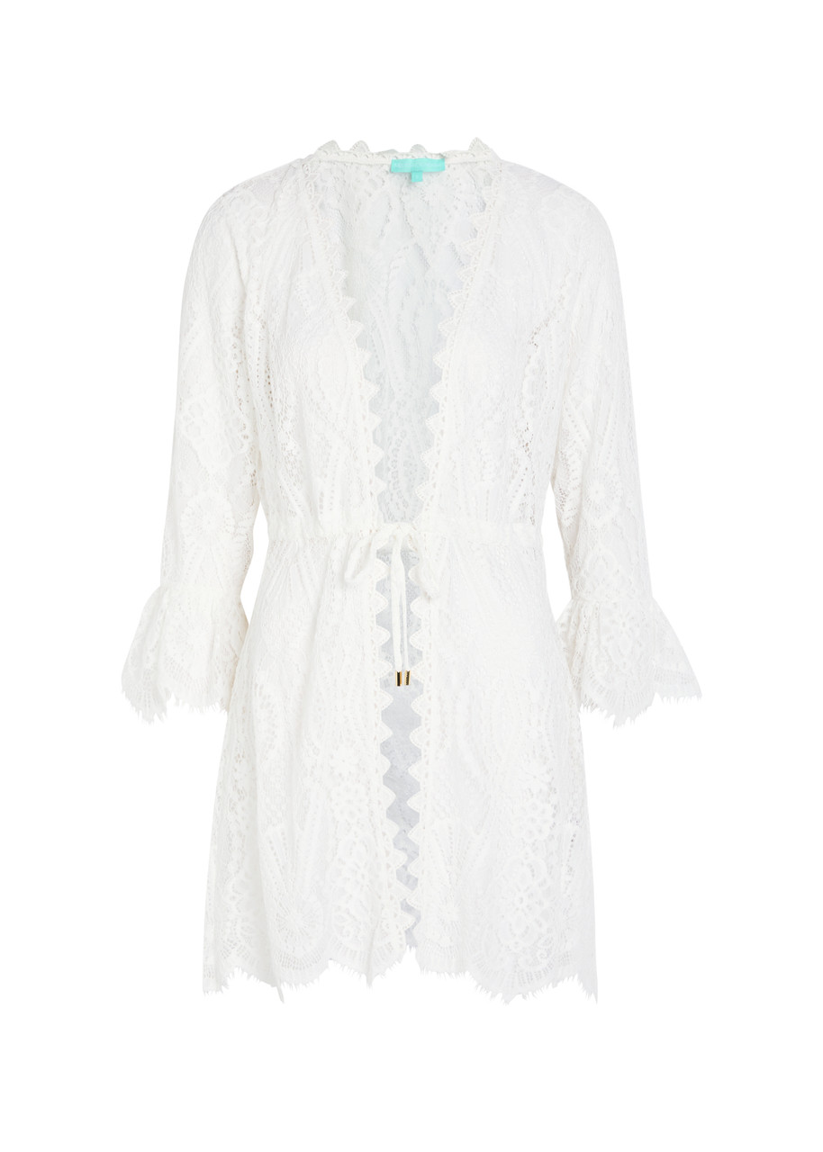 Melissa Odabash Naia Lace Cover-up Mini Dress - White - S - S
