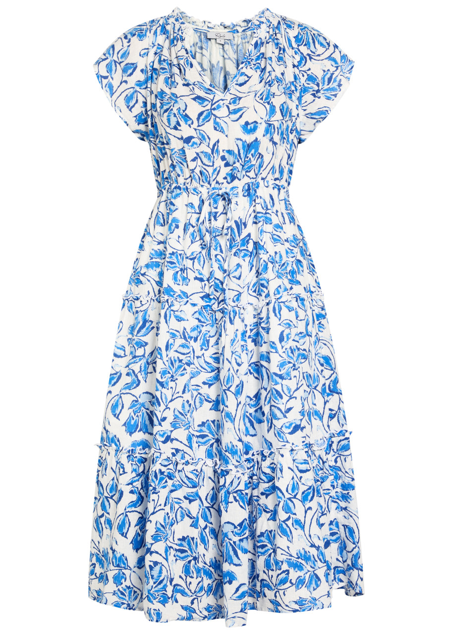 Rails Juni Floral-print Linen-blend Midi Dress - Blue - S - S