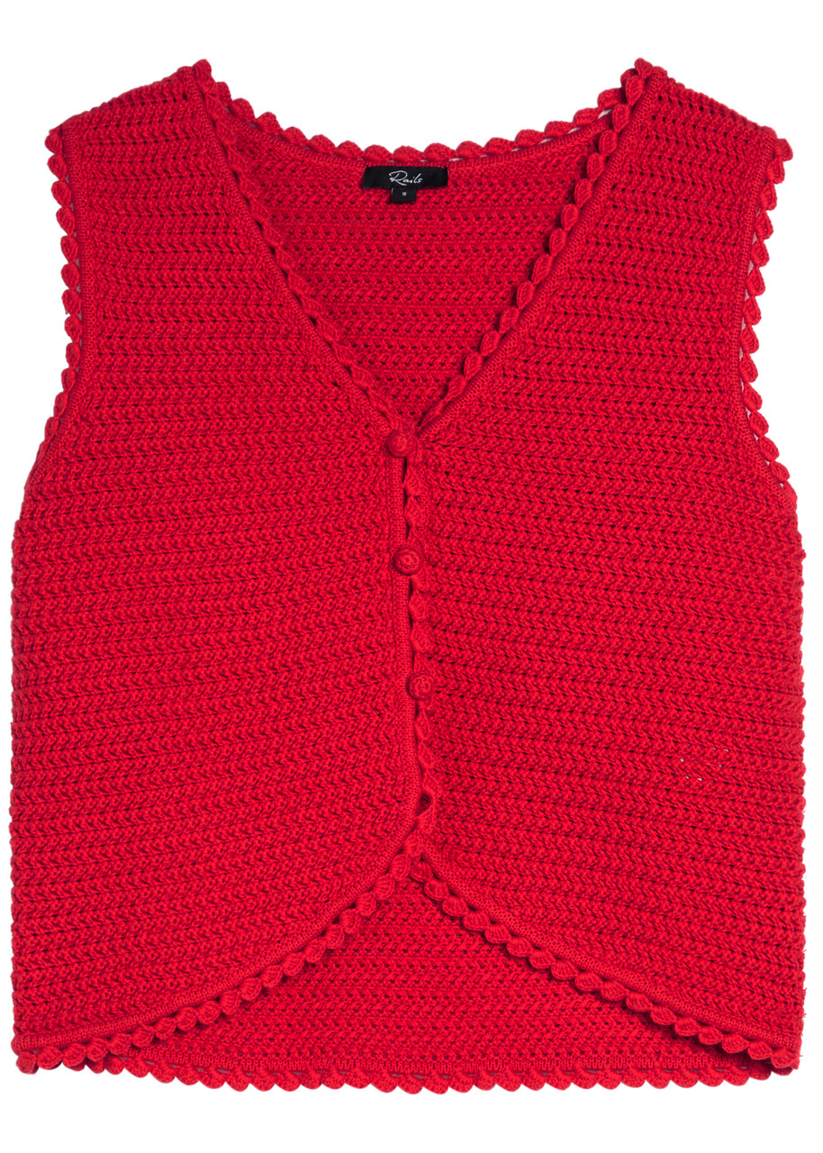 Rails Calypso Knit Cotton Crop top - Red - L L