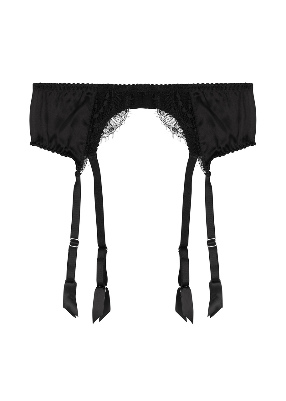 Fleur OF England Signature Silk-blend Suspender Belt - Black