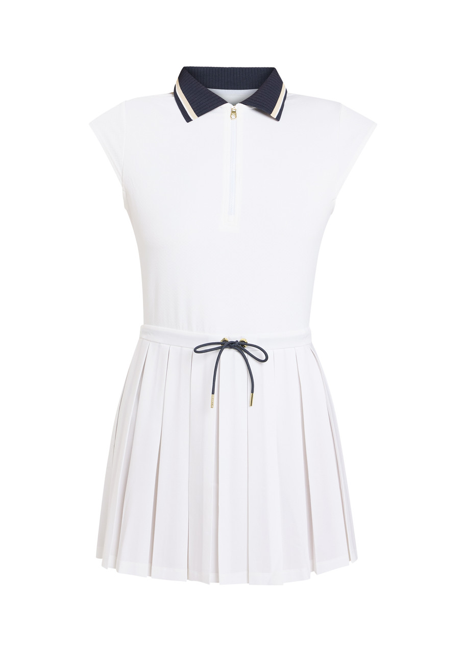 Varley Nico Stretch-jersey Mini Court Dress - White And Blue - M M
