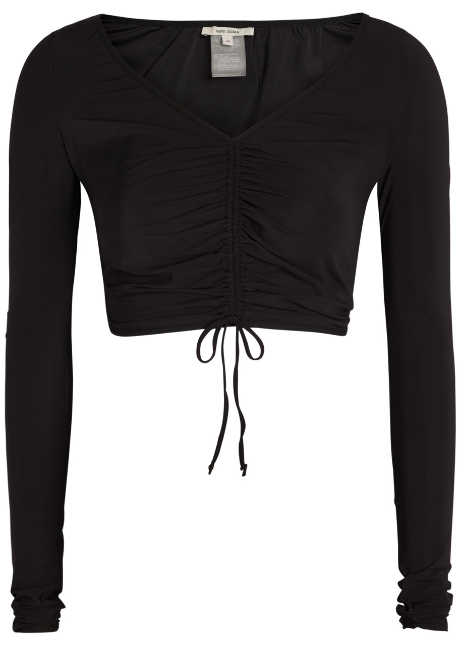 Nensi Dojaka Ruched Stretch-jersey Crop top - Black - S