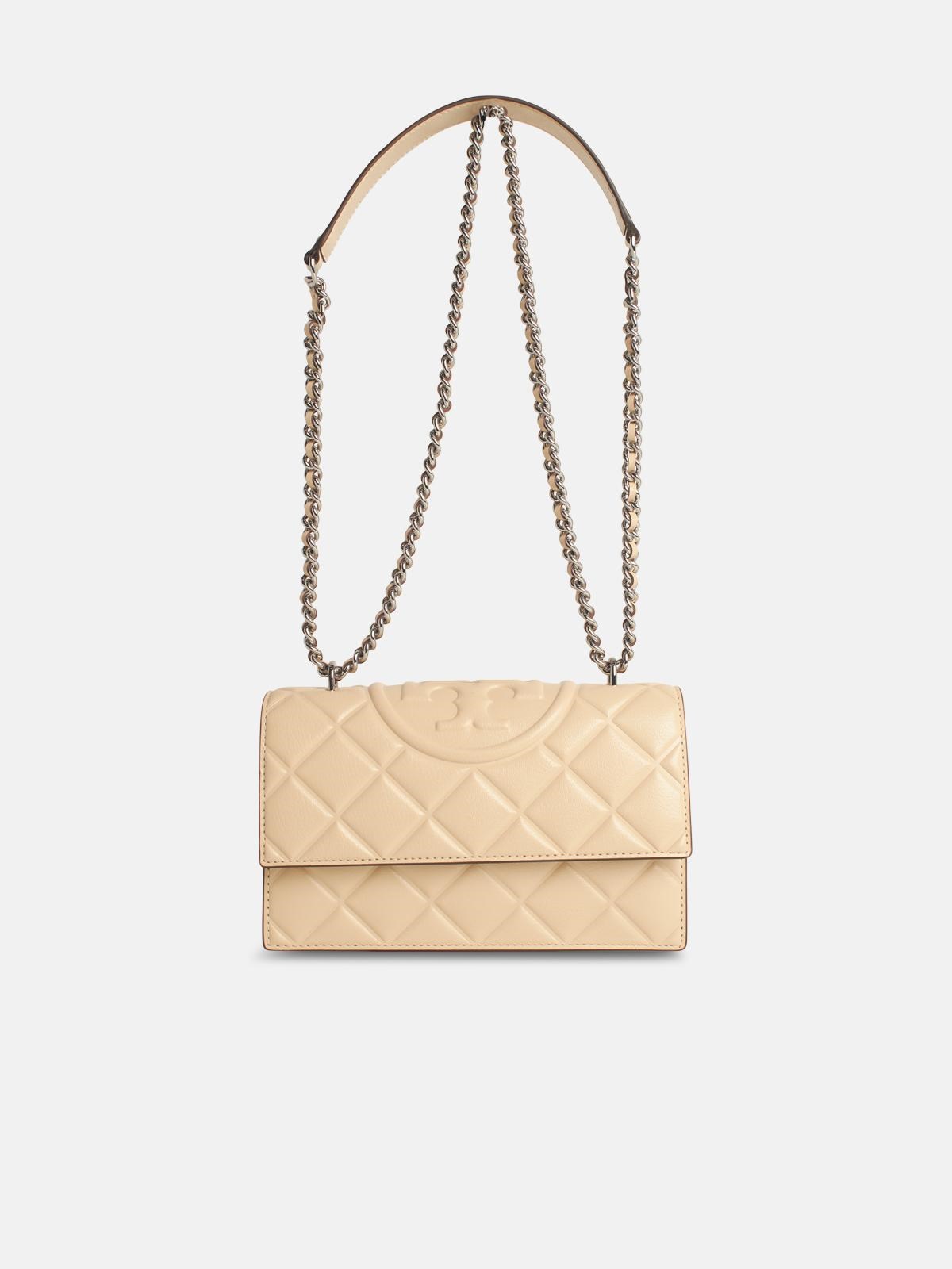 TORY BURCH 'Fleming' Small Cream Leather Crossbody Bag