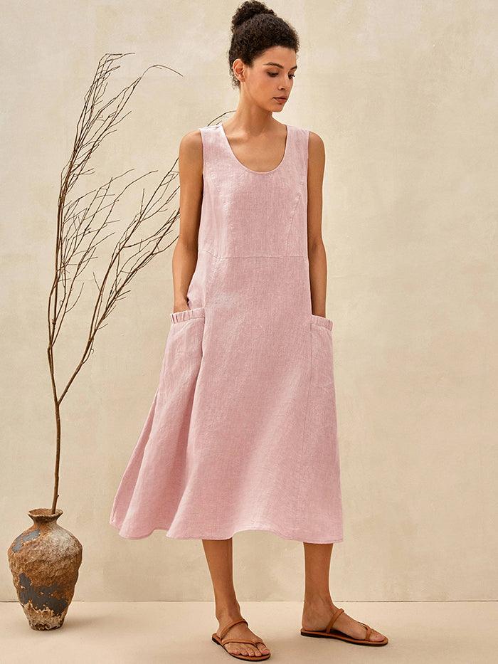 % Linen Swing Beach Tank Dress GIANA