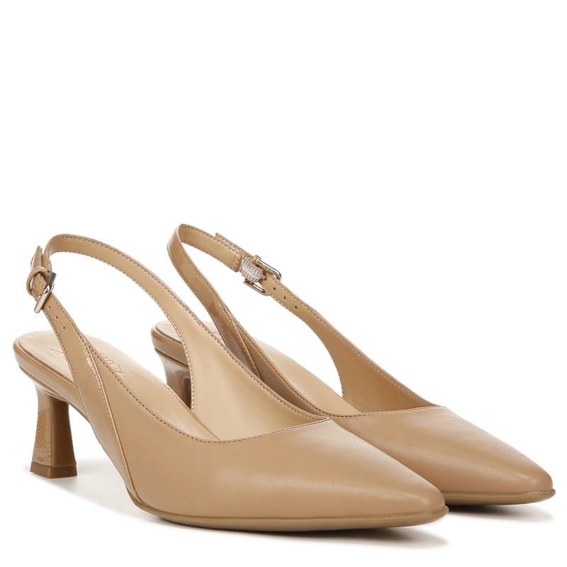 Naturalizer Women's Tansy Slingback Dress Shoes Cafe Brown Smooth Faux Leather - Size .