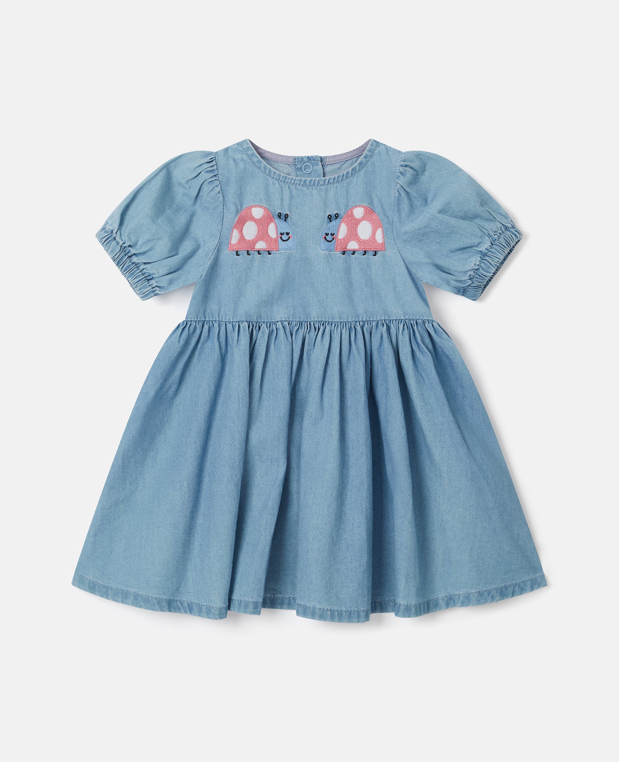 Stella McCartney - Ladybird-Embroidered Denim Dress, Woman, Light blue