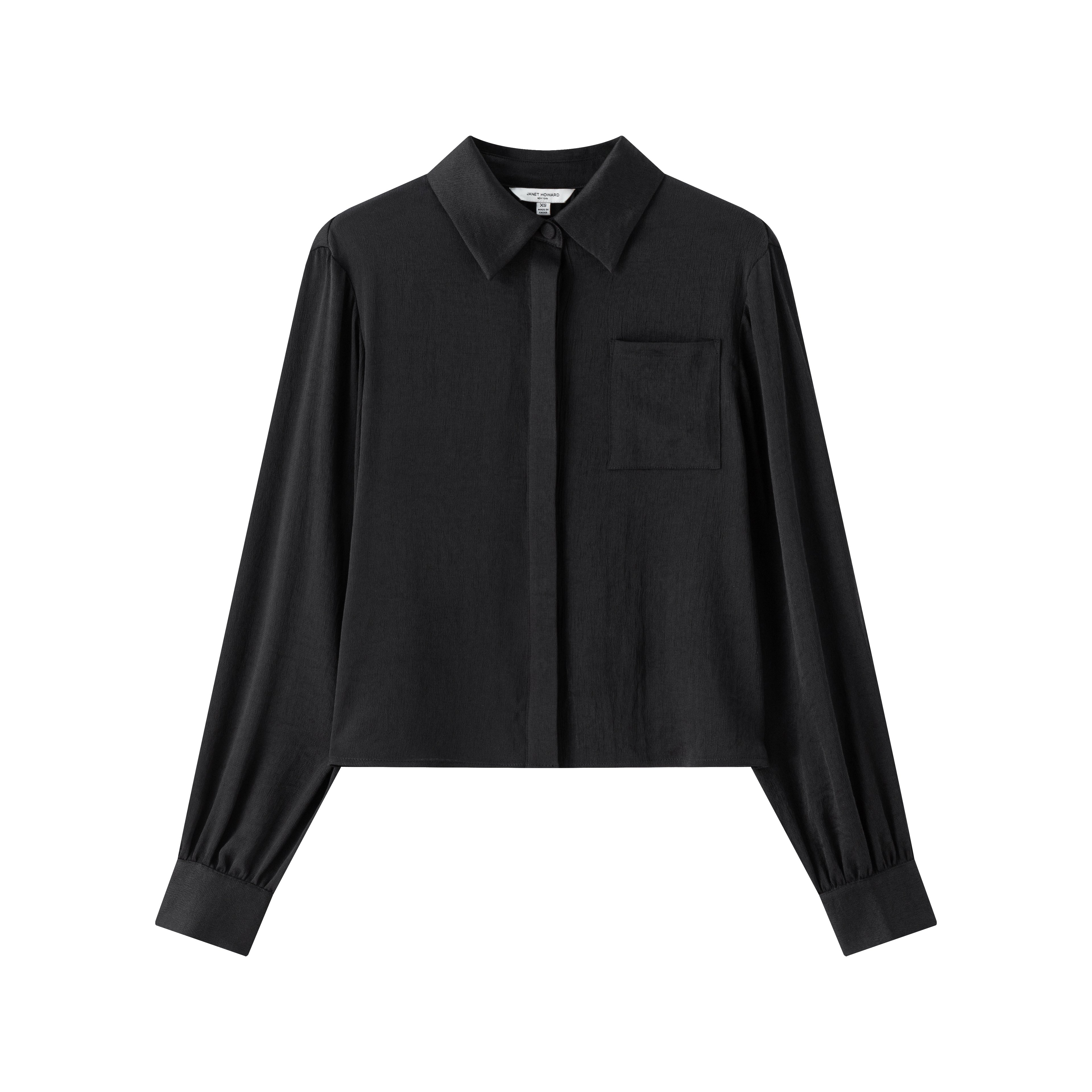 Olivia Gathered Back Blouse - Black
