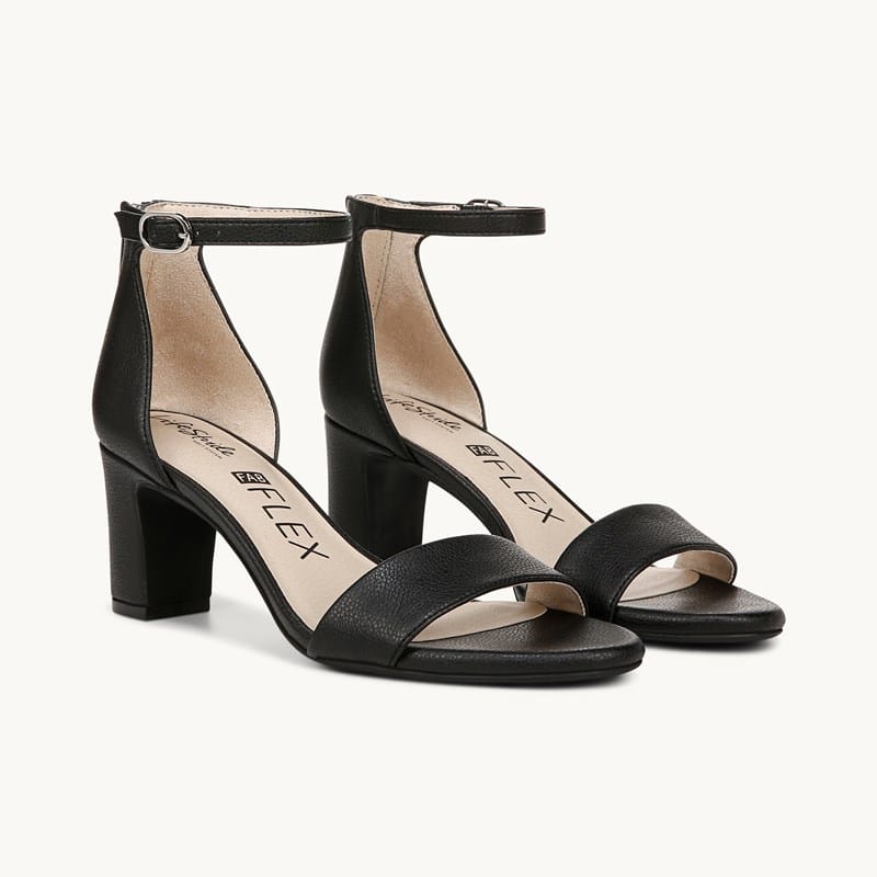 LifeStride Shoes Florence Dress Sandal Black Faux Leather . W
