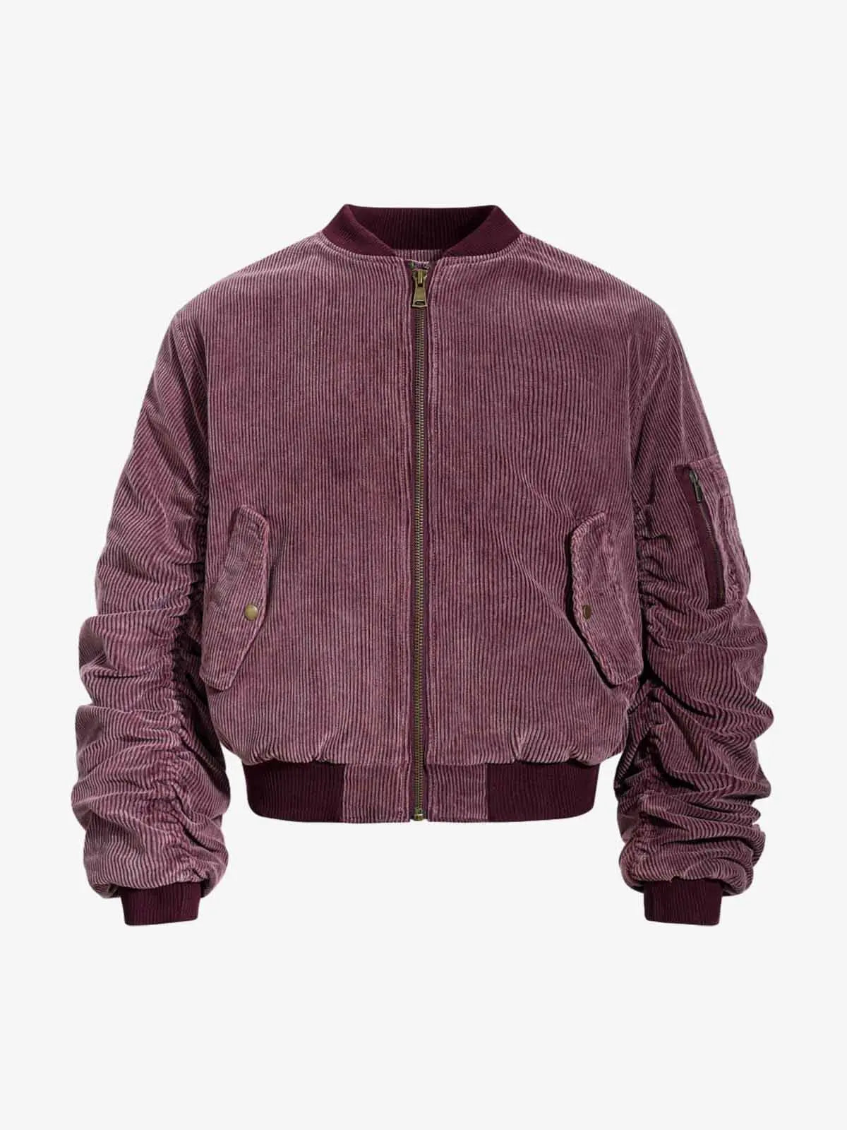 Vintage Washed Corduroy Distressed Bomber Jacket