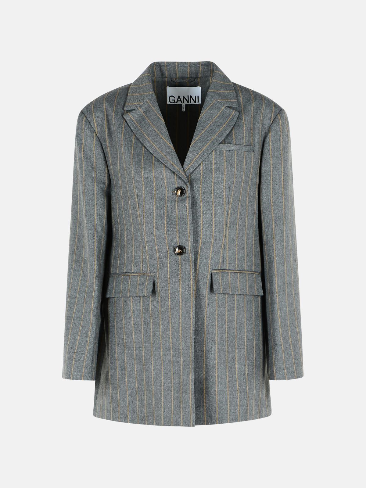 GANNI Grey Wool Blend Blazer