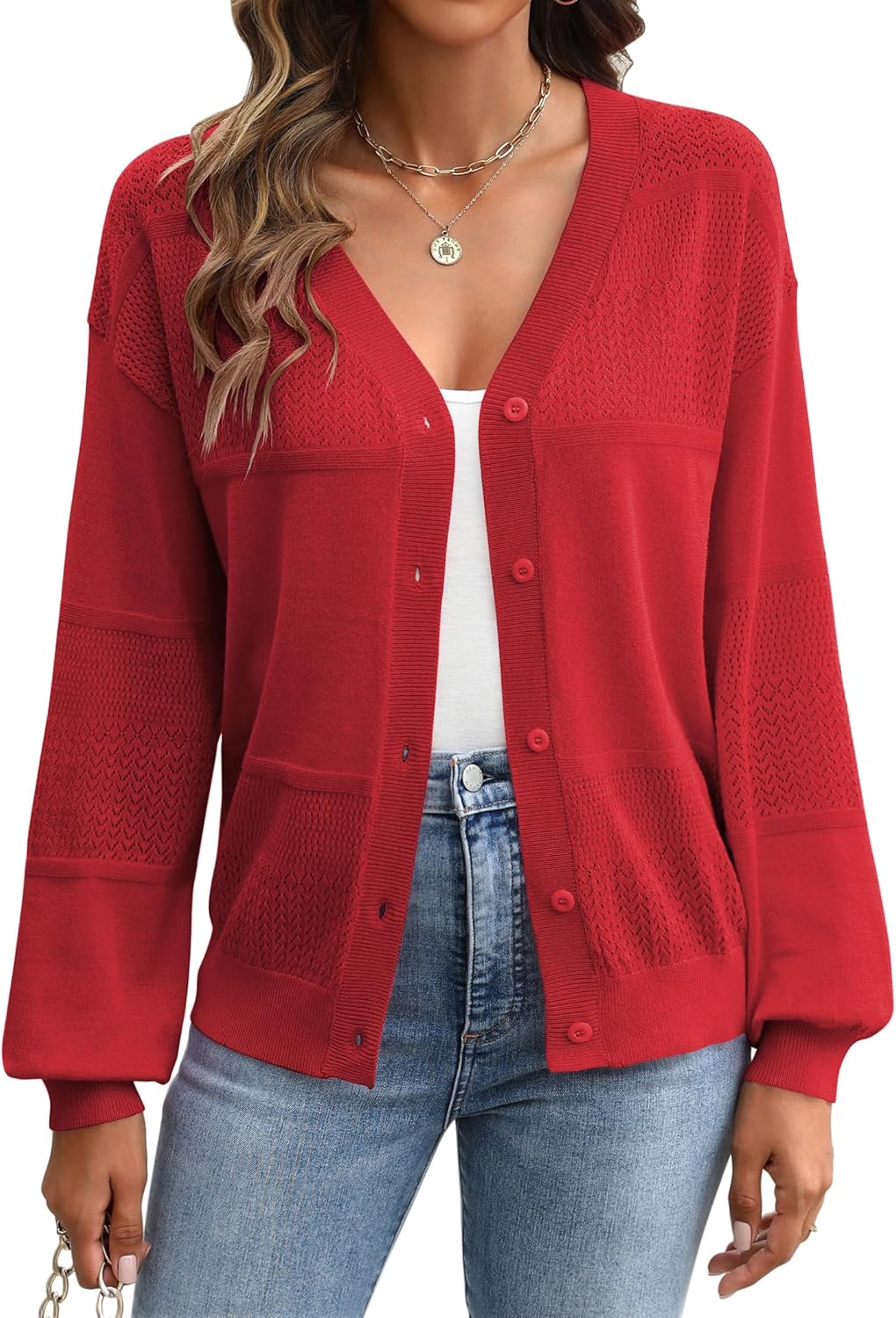 Zeagoo Cardigan Long Sleeve Crochet Shrug Soft Knit Sweater