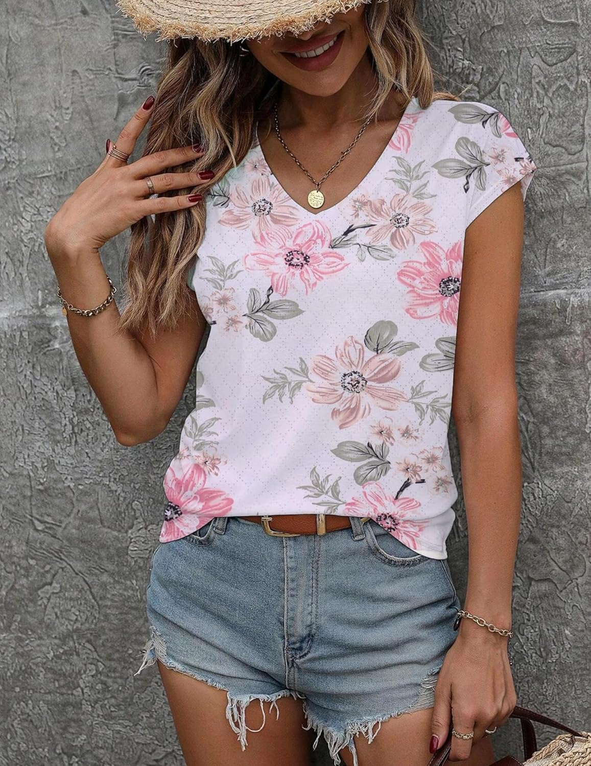 Zeagoo T Shirt Women's V-Neck Short Sleeve Blouse Top