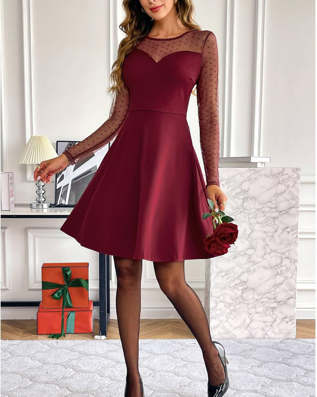 Zeagoo Women's Elegant Lace A Line Party Dress