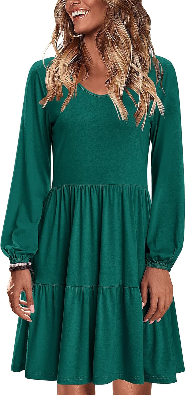 Zeagoo Women's Long-Sleeve V-Neck Winter Dress