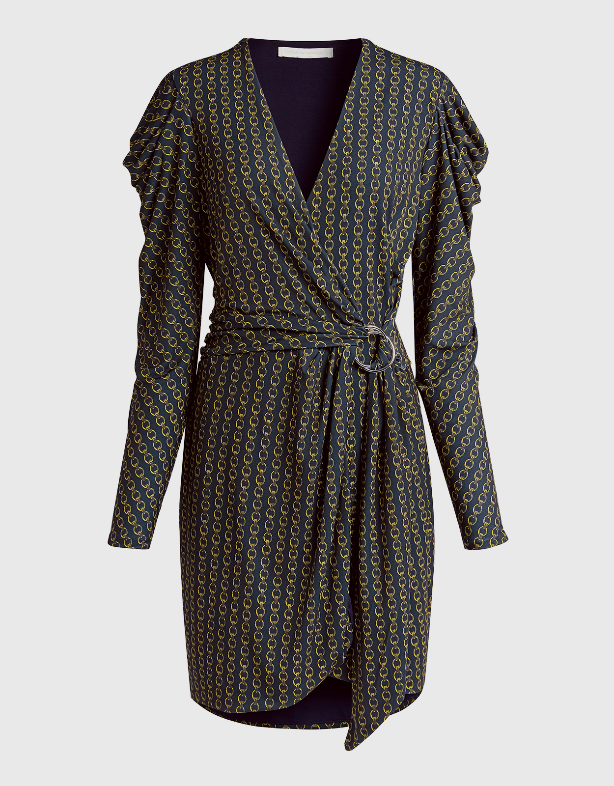 Jonathan Simkhai Chain Jacquard V-neck Belted Wrap Mini Dress