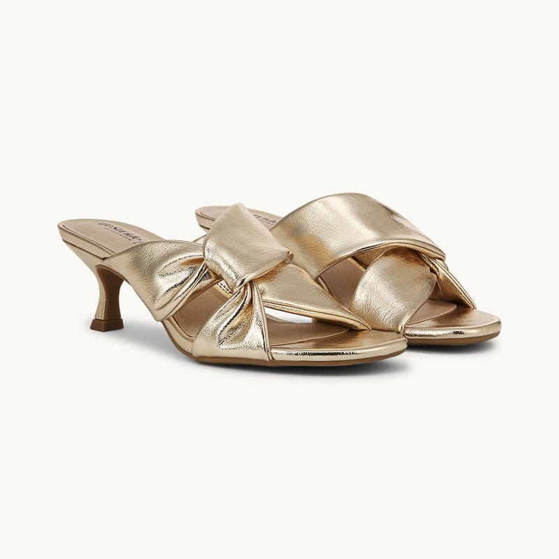LifeStride Shoes Nori Dress Sandal Plantino Gold Faux Leather Fabric . W
