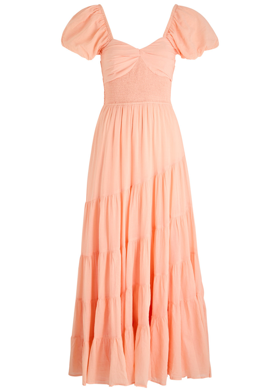 Free People Sundrenched Cotton Maxi Dress - Peach - M - M