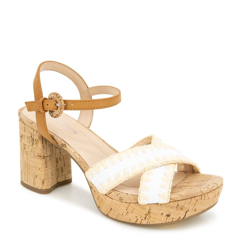 Kenneth Cole Reaction Women's Reeva Platform Dress Sandals White Raffia - Size .