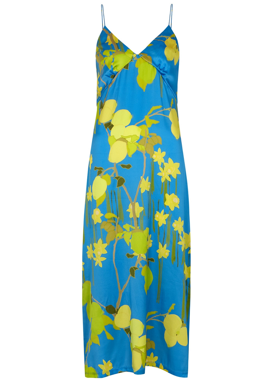 Bernadette Jeanine Floral-print Stretch-silk Slip Dress - Green