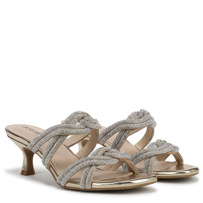 Lifestride Women's Night-Out Dress Sandals Gold Silver Faux Leather - Size .