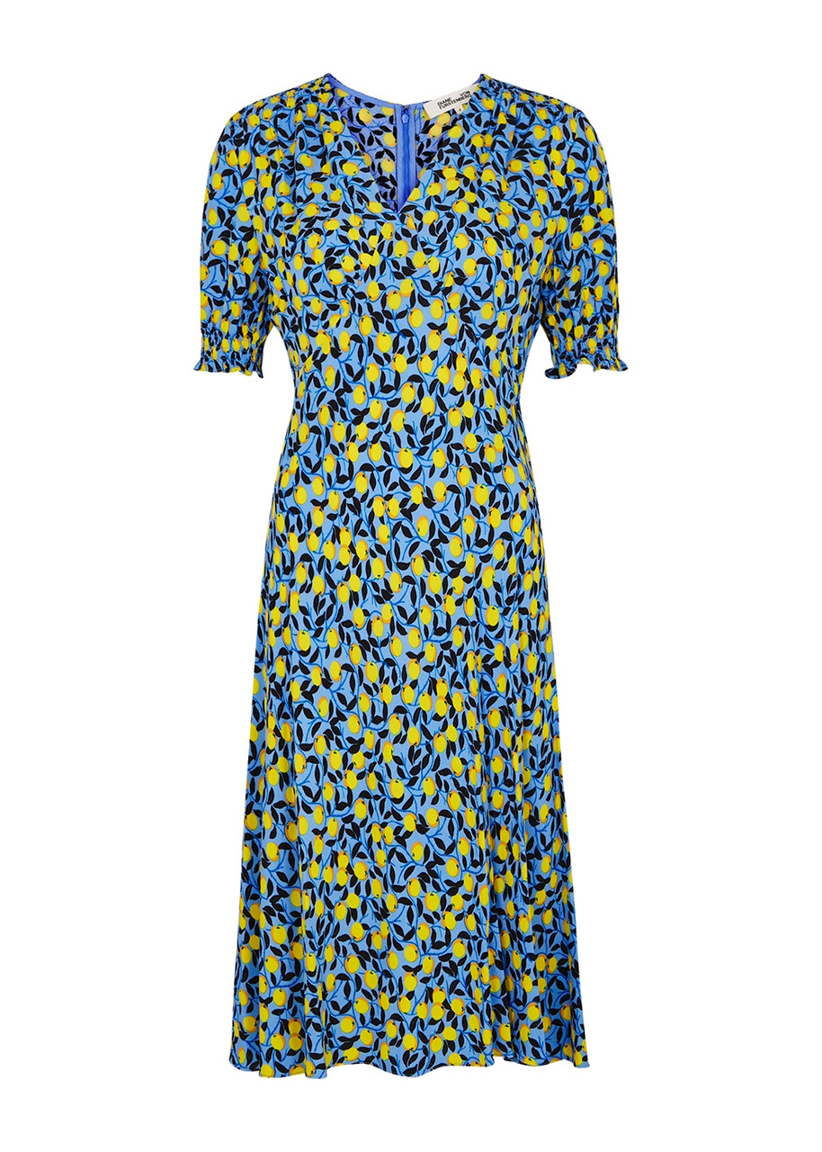 Diane Von Furstenberg Jemma Printed Crepe de Chine Dress - Blue