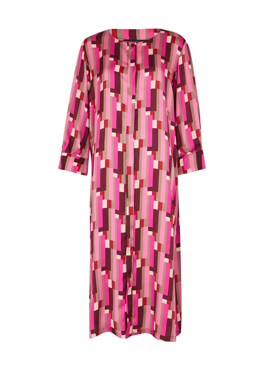 Marina Rinaldi Damina Pink Printed Satin Midi Dress -